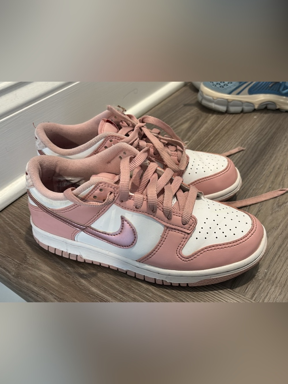 Nike Kids Pink and White Low Top Sneakers